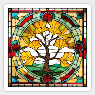 Ginkgo Tree Stained Glass Sticker